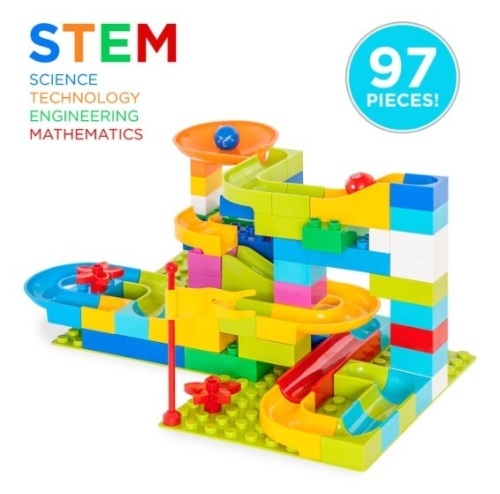 97-Piece Kids Create Your Own Marble Maze Run Racetrack Puzzle Game Set - Lot 122