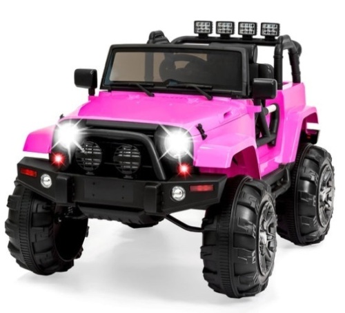 12V Kids Ride-On Truck Car Toy w/ 3 Speeds, LED, Remote, Bluetooth, Pink - Lot 125