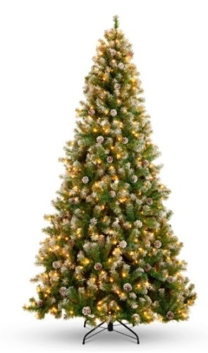 Pre-Lit Pre-Decorated Christmas Tree w/ Flocked Tips, Pine Cones, 6ft - Lot 129