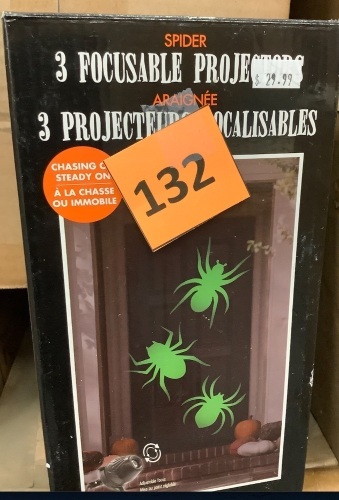 Halloween Decor, Spider Light Projector, Set of 3, Indoor/Outdoor Use, 2 Modes - Lot 132