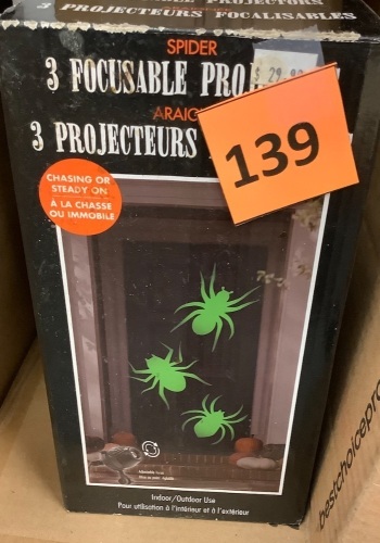 Halloween Decor, Spider Light Projector, Set of 3, Indoor/Outdoor Use, 2 Modes - Lot 139