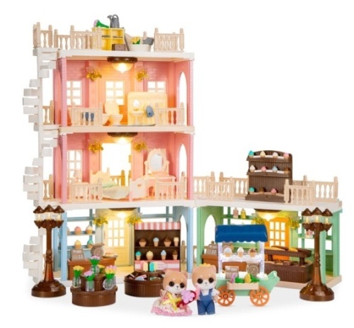 Deluxe Cottage Dollhouse Mansion Pretend Toy Playset w/ Tiny Critters - Lot 155