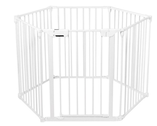 Costway 6 Panel Baby Safe Metal Gate Play Yard Barrier Pet Fence Adjustable, White - Lot 156