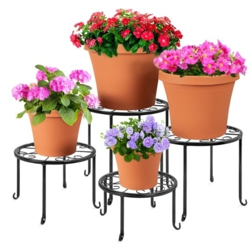 Set of 4 Indoor Outdoor Metal Nesting Plant Stands, Flowerpot Holders - Lot 171