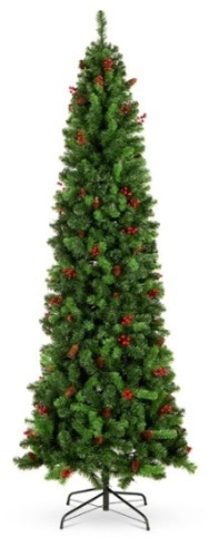 Pre-Decorated Spruce Pencil Christmas Tree w/ Berries, Pine Cones - Lot 178