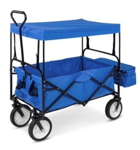 Utility Wagon Cart w/ Folding Design, 2 Cup Holders, Removable Canopy - Lot 32