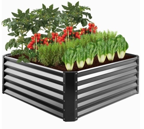 Outdoor Metal Raised Garden Bed for Vegetables, Flowers, Herbs - 4x4x1.5ft - Lot 200