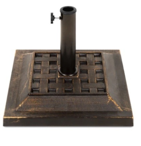 26lb Steel Square Patio Umbrella Base Stand, Basketweave Pattern - Lot 43