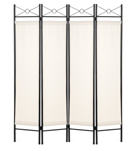 4-Panel Folding Privacy Screen Room Divider Decoration Accent, 6ft, White - Lot 208