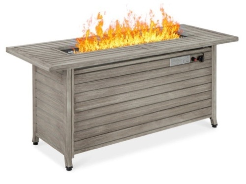 50,000 BTU Rectangular Propane Gas Fire Pit Table w/ Storage, Cover - 57in, Gray - Lot 224