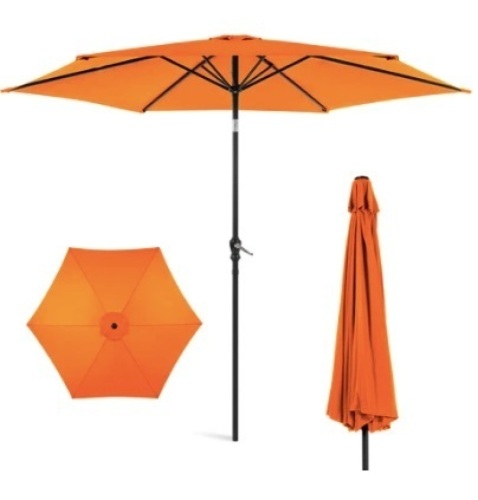 Outdoor Steel Market Patio Umbrella Decoration w/ Tilt, Crank Lift - 10ft - Lot 67