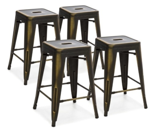 Best Choice Products 24in Metal Industrial Distressed Bar Counter Stools, Set of 4, Copper - Lot 79