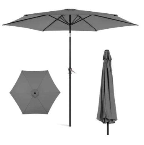 Outdoor Steel Market Patio Umbrella Decoration w/ Tilt, Crank Lift - 10ft - Lot 80