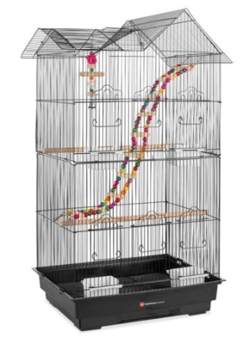 Indoor Outdoor Iron Birdcage w/ Removable Tray, 4 Feeders, 2 Toys - 36in - Lot 263