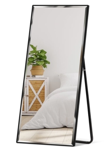 Large Full Length Mirror, Wall Hanging & Leaning Floor Mirror - 65x22in, Black - Lot 280
