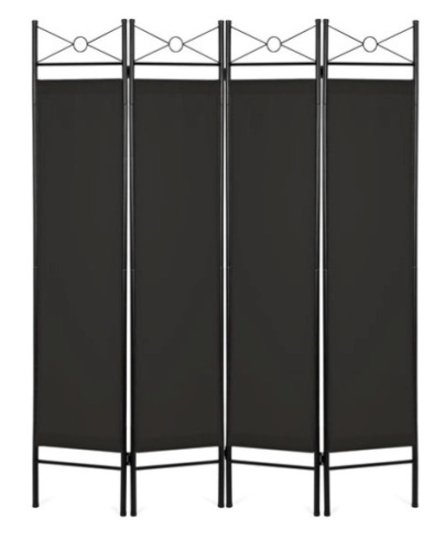 4-Panel Folding Privacy Screen Room Divider Decoration Accent, 6ft, Black - Lot 292