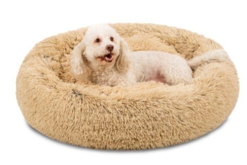 Self-Warming Shag Fur Calming Pet Bed w/ Water-Resistant Lining - Brown - Lot 314