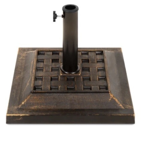 26lb Steel Square Patio Umbrella Base Stand, Basketweave Pattern - Lot 322