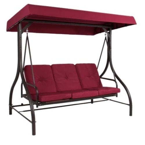 3-Seat Outdoor Canopy Swing Glider Furniture w/ Converting Flatbed Backrest - Lot 323