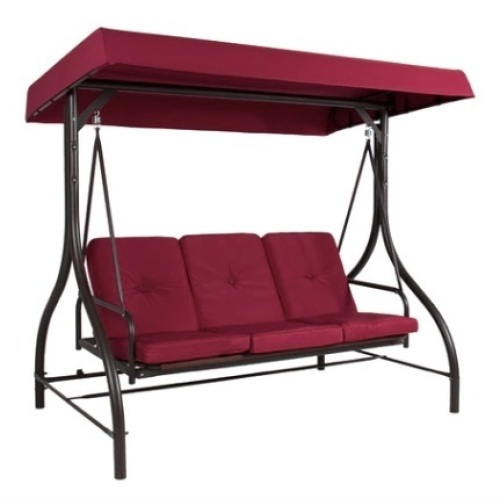 3-Seat Outdoor Canopy Swing Glider Furniture w/ Converting Flatbed Backrest - Lot 325