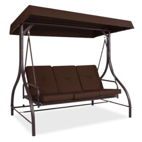 3-Seat Outdoor Canopy Swing Glider Furniture w/ Converting Flatbed Backrest - Lot 326