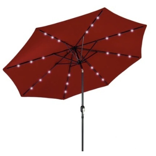 Solar LED Lighted Patio Umbrella w/ Tilt Adjustment, UV-Resistance - 10ft - Lot 328
