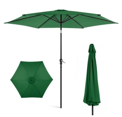 Outdoor Steel Market Patio Umbrella Decoration w/ Tilt, Crank Lift - 10ft, Green  - Lot 331