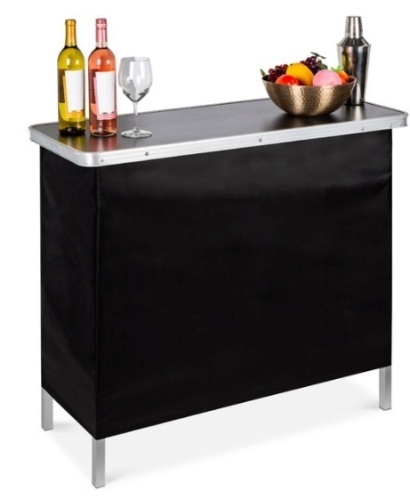Portable Pop-Up Bar Table w/ Carrying Case, Removable Skirt - Lot 383
