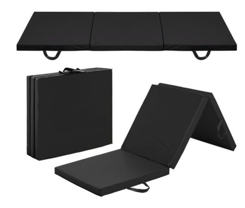 6x2ft Tri-Fold Foam Exercise Gym Floor Mat for Yoga, Aerobics, Martial Arts w/ Handles - Black - Lot 373