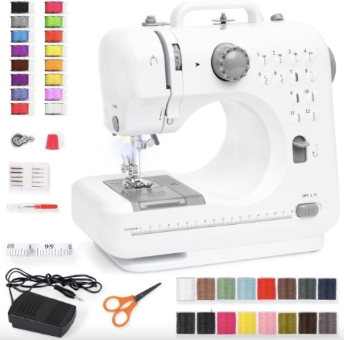 6V Portable Foot Pedal Sewing Machine w/ 12 Stitch Patterns - Lot 408