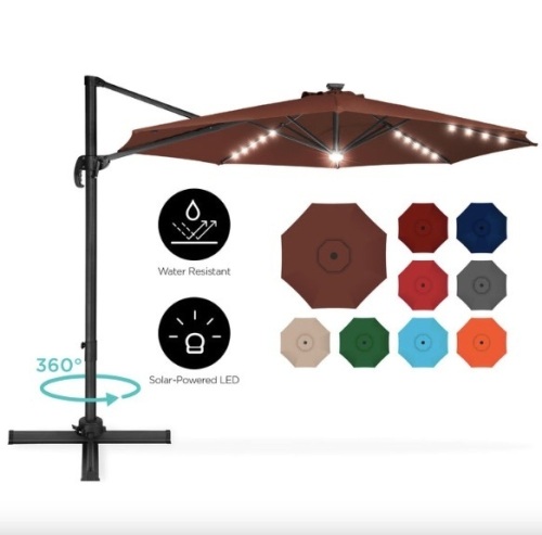 360-Degree LED Cantilever Offset Patio Umbrella w/ Tilt - 10ft - Lot 425