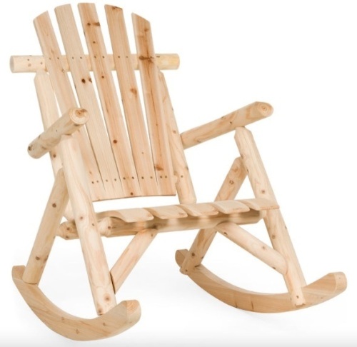Rocking Wood Adirondack Chair Accent Furniture w/ Natural Finish - Lot 442