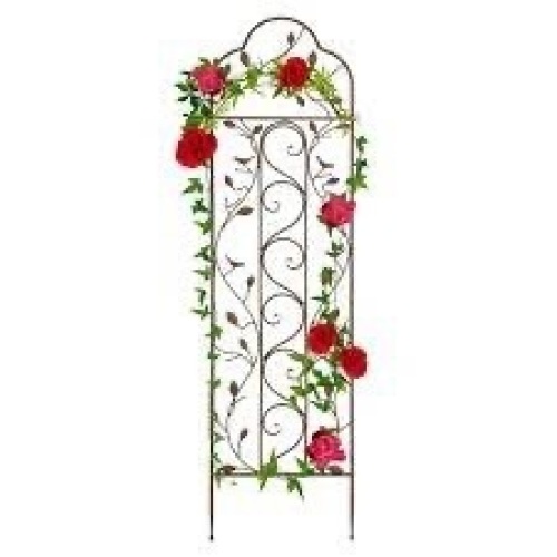 Iron Arched Garden Trellis Fence Panel w/ Branches, Birds - 60x15in - Lot 3272