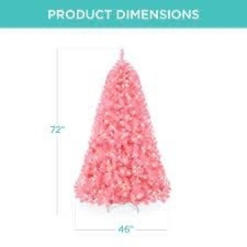 Pre-Lit Artificial Christmas Tree w/ 947 Tips, 350 Lights, Metal Stand - 6ft - Lot 3275