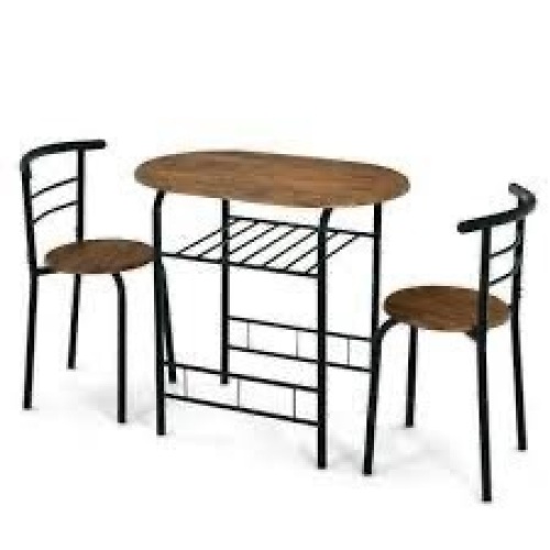 3-Piece Wooden Table & Chairs Dining Set w/ Lower Storage Shelf - Lot 3322