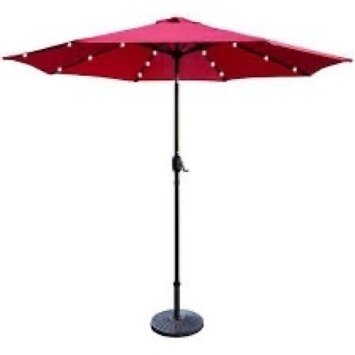 9 ft. Steel Market Solar Tilt Patio Umbrella with Crank and LED Lights - Lot 3349