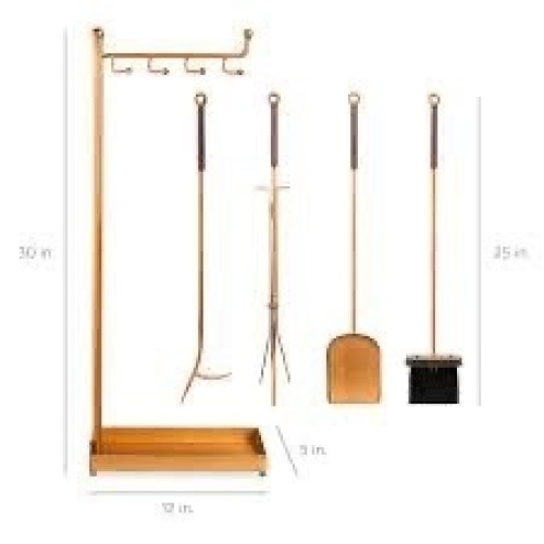 5-Piece Modern Contemporary Indoor Outdoor Fireplace and Firepit Tool Set - Lot 3394
