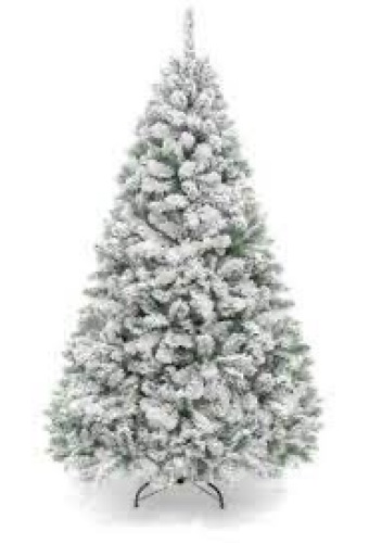 Premium Snow Flocked Artificial Pine Christmas Tree w/ Foldable Metal Base - Lot 3360