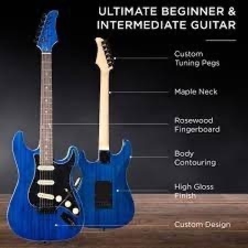Beginner Electric Guitar Kit w/ Case, Tremolo Bar - 39in - Lot 3413