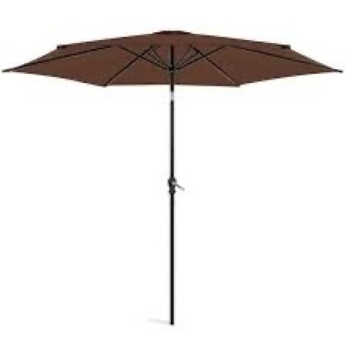 Outdoor Steel Market Patio Umbrella Decoration w/ Tilt, Crank Lift - 10ft - Lot 3383