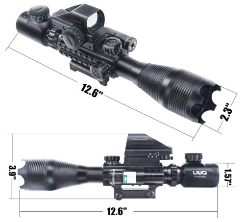 UUQ 4-16x50EG Tactical Rifle Scope Red/Green Illuminated Range Finder Reticle with Green Laser and Multi Optical Coated Holographic Dot Sight, E-Commerce Return, Untested - Lot 74