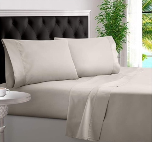 BAMPURE 100% Organic Bamboo Sheets - Bamboo Bed Sheets Organic Sheets Deep Pocket Sheets Bed Set Cooling Sheets King Size, E-Commerce Return - Lot 103
