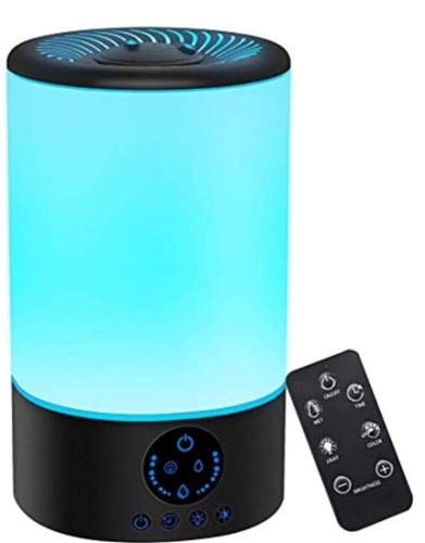 Cool Mist Humidifier, Quiet Humidifiers for Bedroom Babies, 3L Large Humidifier w/ Remote Control, 7 Colors Night Light Adjustable Brightness & Mist Output, Timer, Auto Shut-Off for Office Home, Black, E-Commerce Return, Untested - Lot 184