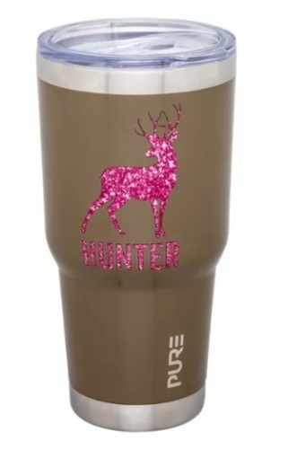 PURE Drinkware Deer Hunter Stainless Steel Tumbler, E-Commerce Return, Missing Lid - Lot 216
