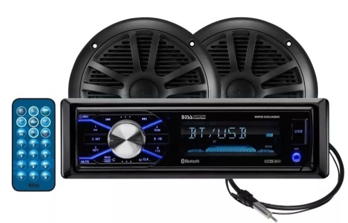 Boss Audio Marine MP3-Compatible Digital Media AM/FM Receiver with Bluetooth and Speakers, E-Commerce Return, Untested - Lot 221