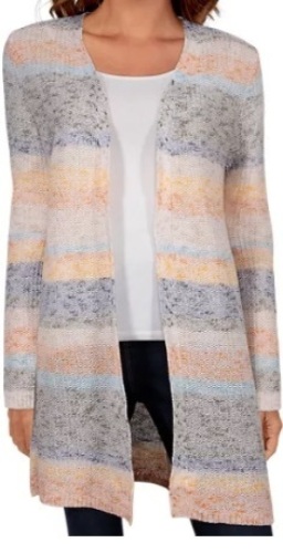 Natural Reflections Mesa Stripe Long-Sleeve Cardigan for Ladies, New - Lot 255