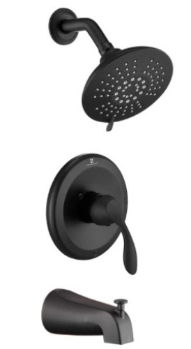 HOMELODY Shower Faucet Set with Tub Spout Shower Tub Kit Single-Handle Shower Trim Kit 5 Spray Settings 6" Shower Head Shower System Matte Black, E-Commerce Return, Untested - Lot 260