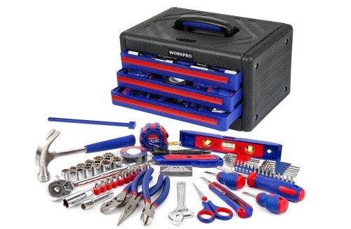 WORKPRO 125-Piece Home Repair Tool Set with 3-Drawer Storage Case, W009022A, New in Box - Lot 266