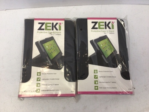 Lot of 2 ZEKI Protective Case and Stand for 7" Tablet, New - Lot 330