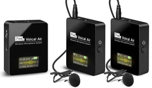 Pixel UHF Wireless Lavalier Microphone System with 1 Receiver, 2 Transmitters, and 2 Lapel Microphones Compatible with Camera,Smartphones,DSLR,and Video Cameras,Mobile Devices YouTube Facebook Live, E-Commerce Return, Untested - Lot 375